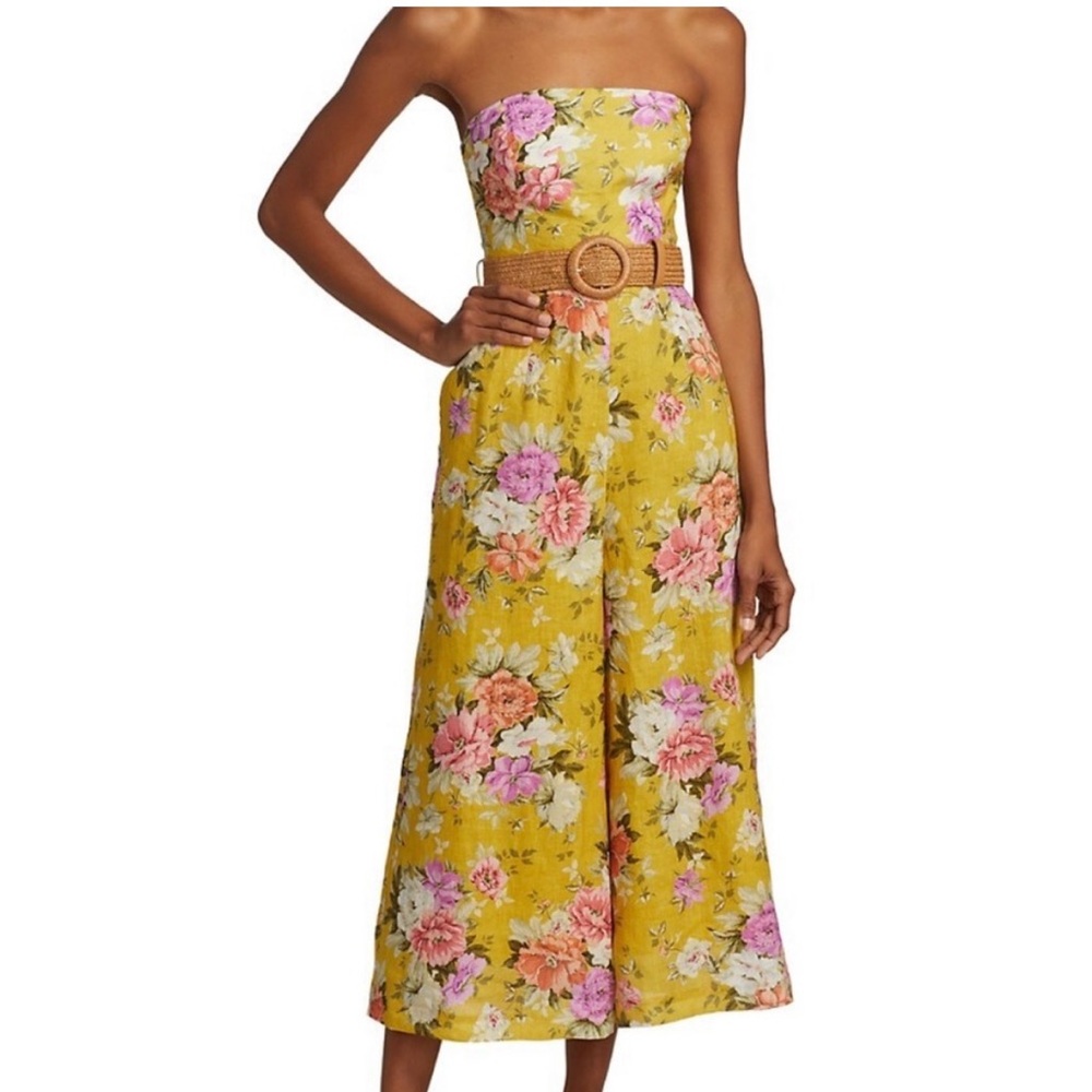 Zimmermann Yellow Floral Strapless Jumpsuit